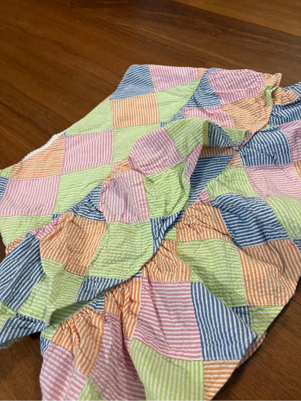 Ralph Lauren Girls Seersucker Patchwork Ruffle Skirt Size 16